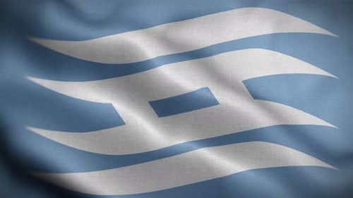 Waving Flag with Abstract Geometric Pattern