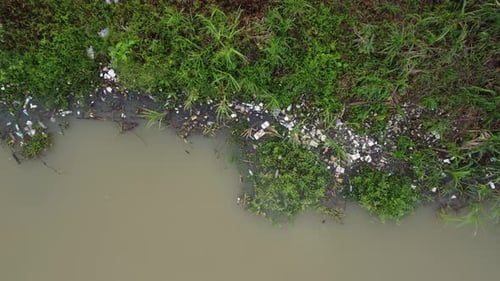 Top down view rubbish accumulated