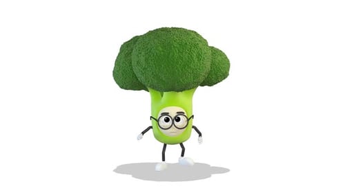 Animated 3D Broccoli Character Walking Loop