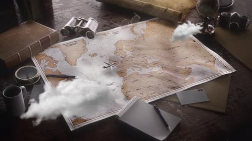 Animated Retro World Map Travel Pinpoint