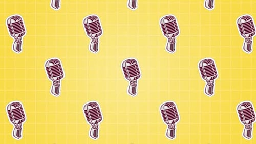 Retro Old Hand Microphone Sticker Background Animation