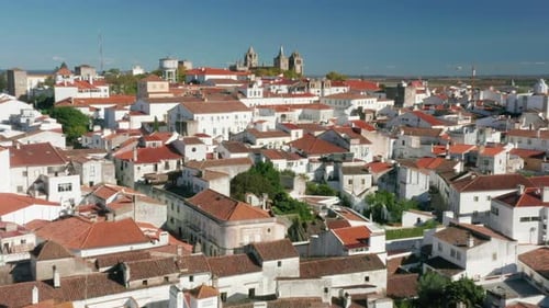 Aerial Vista of a Jumble of Red Roofed Whitewashed Houses
