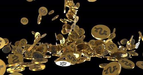 Falling Gold Dollar Coins Animation