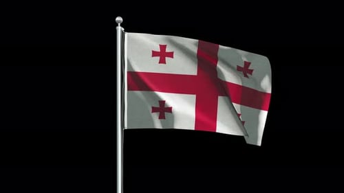 Realistic Waving Georgian Flag with Alpha Channel