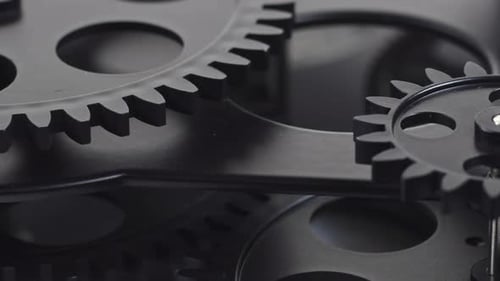 Rotating Gears Mechanism Time Technology Close Up
