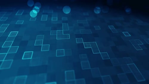 Futuristic Digital Grid Background Loop with Geometric Squares