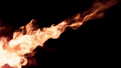 Dynamic Realistic Fire Stream Visual Effect on Black