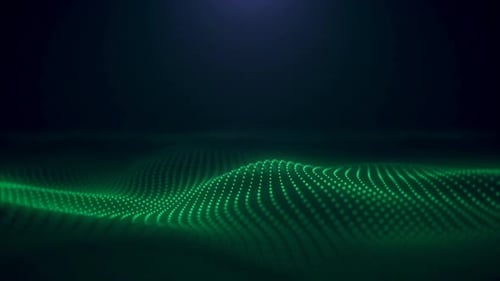 Green Digital Wave Particle Abstract Loop Background