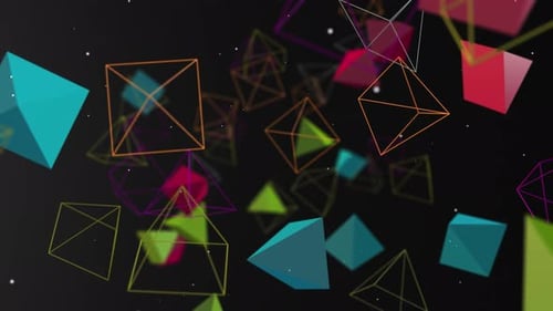 Dynamic Geometric Shapes Floating and Rotating Abstract Background Loop