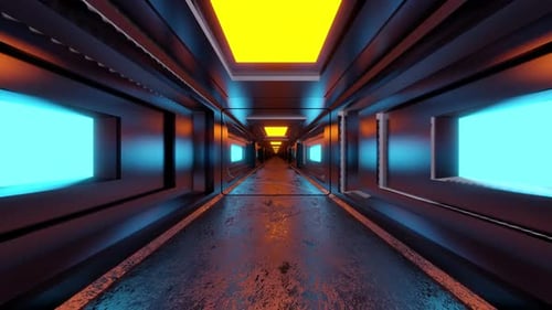 Futuristic Sci-Fi Tunnel Journey Loop with Neon Lights