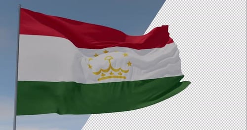 Waving Tajikistan National Flag Loop