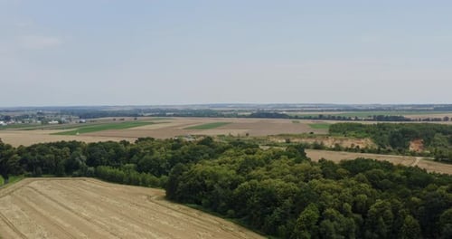 Aerial View of Farmland. Aerial View of Forest and Agriculture Fields