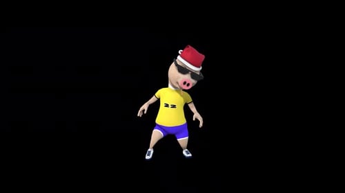 Cartoon Kid Pig Dance 9