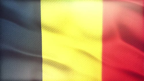 Realistic Waving Flag of Belgium with Fabric Texture