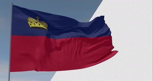 Liechtenstein Flag Waving Animation with Alpha Channel