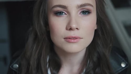 Attractive Woman with Stylish Makeup Close Up