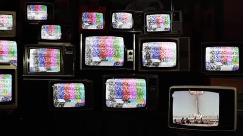 Atomic Testing, Operation Desert Rock on a Retro TV. Zoom In.