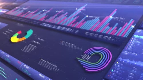 Animated Digital Business Dashboard for Data Analysis