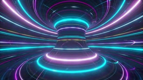 Abstract Neon Light Tunnel Background Loop