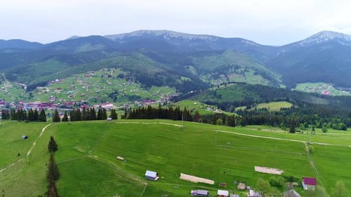 Mountain Village Landscape in Carpatian