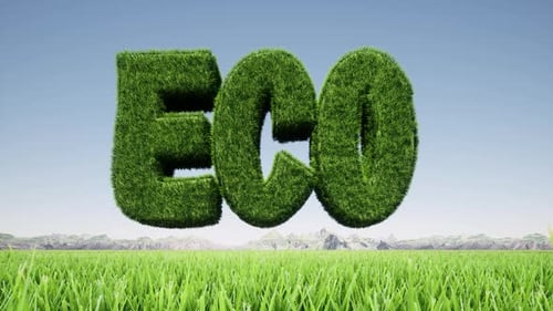 ECO Sign Grass Green Planet Earth Globe Landscape