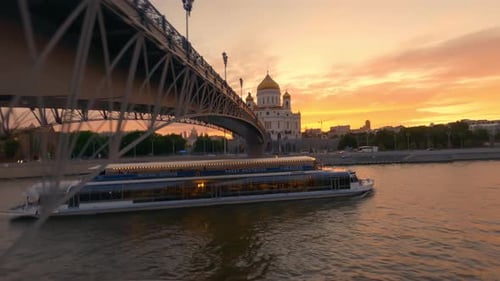 Drone Shot of Cathedral of Christ the Savior Moscow Russia August 2021