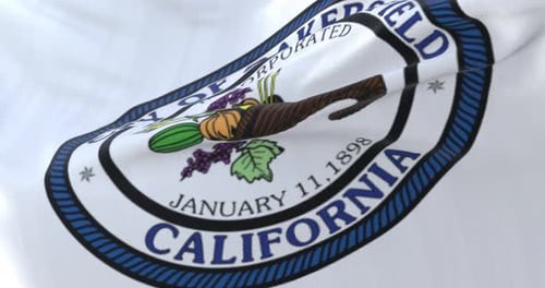 Waving Flag with Bakersfield California City Seal