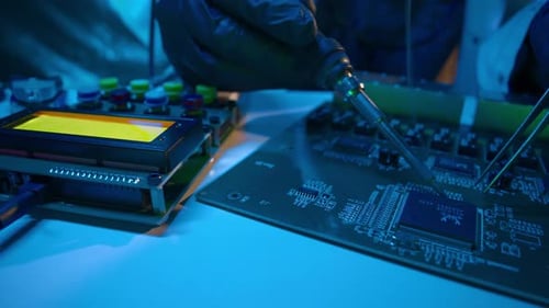 Electronic Repair, Soldering Circuit Board Components with Tweezers