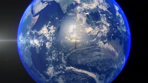Realistic Earth Zoom Out Clouds Indian Ocean