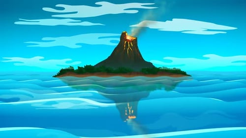 Der aktive Vulkanberg auf der einsamen Insel mitten im Meer.