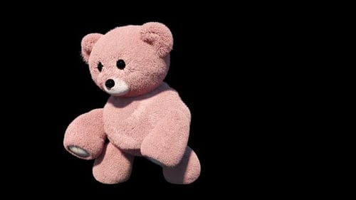Animated Pink Fluffy Teddy Bear Character with Alpha Channel