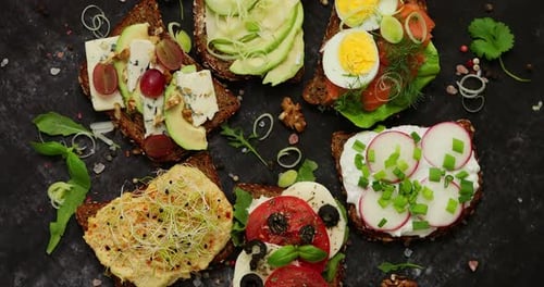 Overhead Shot of Delicious Open Face Sandwiches