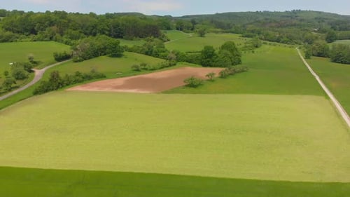 Green Fields and Countryside Aerial View