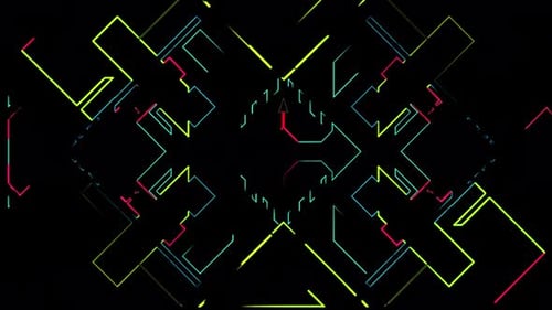 Abstract Geometric Neon Lines Loop Background
