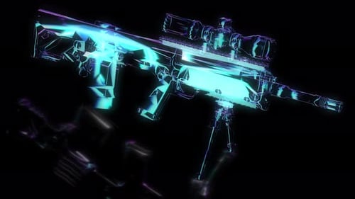 Futuristic Digital Weapon Animation with Neon Glow