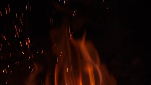 Close Up of Dancing Flames in the Dark