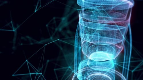 Futuristic Wireframe Coffee Maker Digital Technology Animation