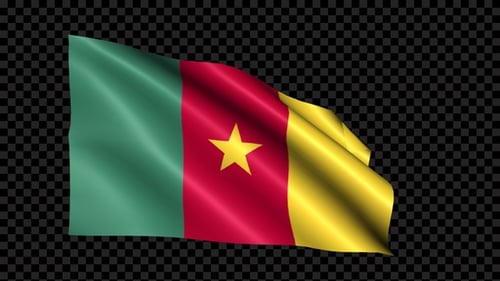 Realistic Cameroon Flag Waving Loop with Alpha Channel