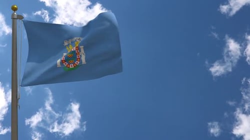 Melilla Flag (Spain) On Flagpole