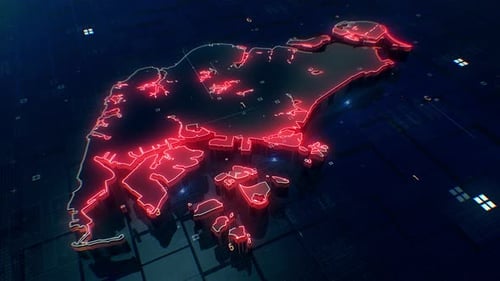 Singapore Map Reveal with Neon Glow Technology
