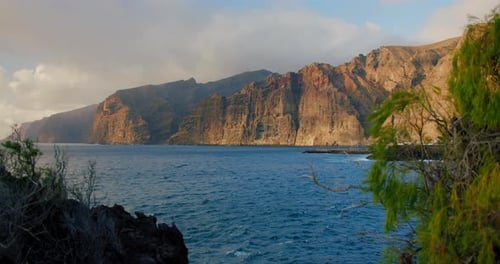 Ocean Los Gigantes Cliffs of the Giants at Sunset Tenerife Canary Islands Spain