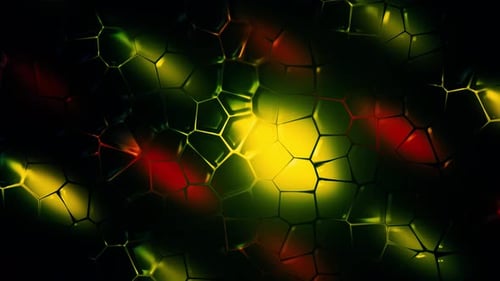 Surface with moving mosaic bubbles on colored background