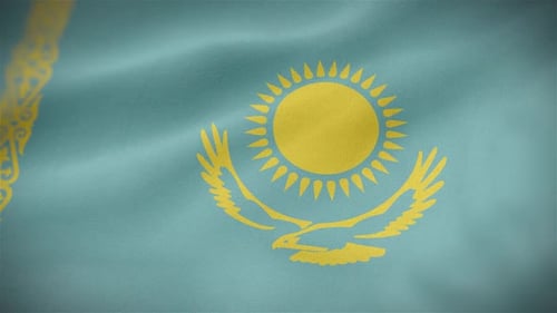 Kazakhstan National Flag Waving Seamless Animation