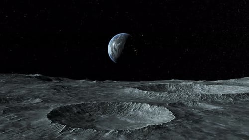 Blick auf den Planeten Erde von der Mondoberfläche