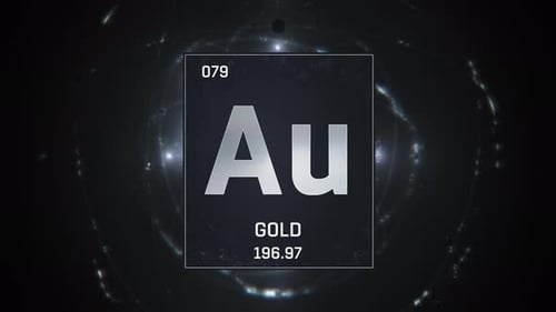 Gold As Element 79 Of The Periodic Table On Black and Silver Background