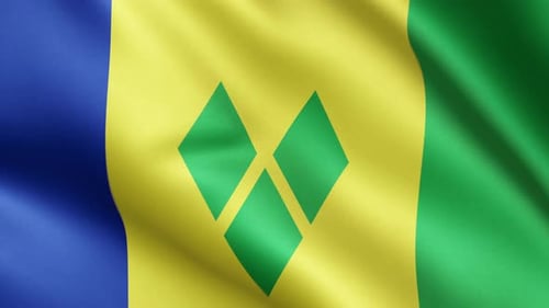 Waving Flag of Saint Vincent and the Grenadines