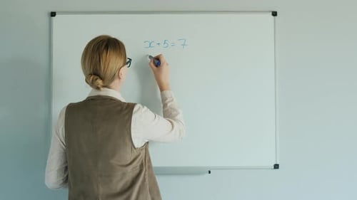 The Teacher Solves the Equation in Algebra. Online Lessons for Elementary School