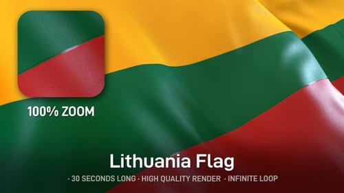 Realistic Waving Flag of Lithuania Seamless Loop