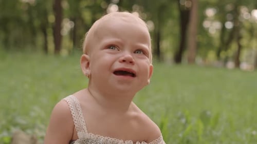 Little Girl Crying Outdoors