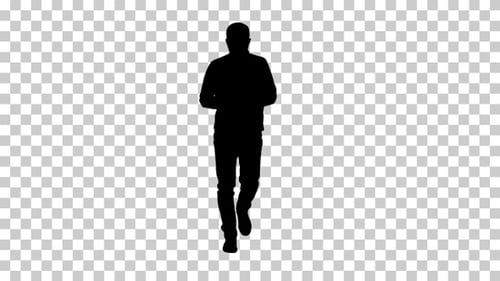 Silhouette man walking , Alpha Channel